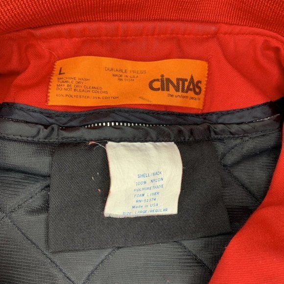 Cintas Work Jacket Emery Worldwide Starbase Uniform‎ Large Removable Liner Red - Picture 7 of 12